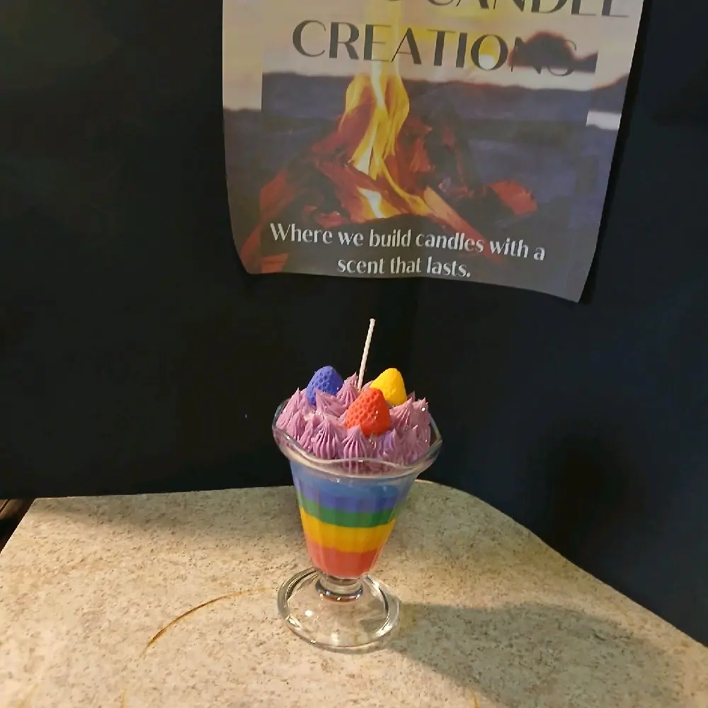Candle Creations Rainbow Milkshake Candle - Unique Scented Candle in Colorful Milkshake Glass Design