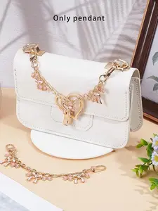 Sweet Bag Pendant Pink Bow Decoration Metal Chain Pendant, Small And Exquisite Cute Multi-Pendant Keychain Chain, Niche Design Fashionable And Versatile Bag Accessory Chain Exquisite Gift Small Item|Bag Chain Charms |Bag Charm Decoration Pendant.