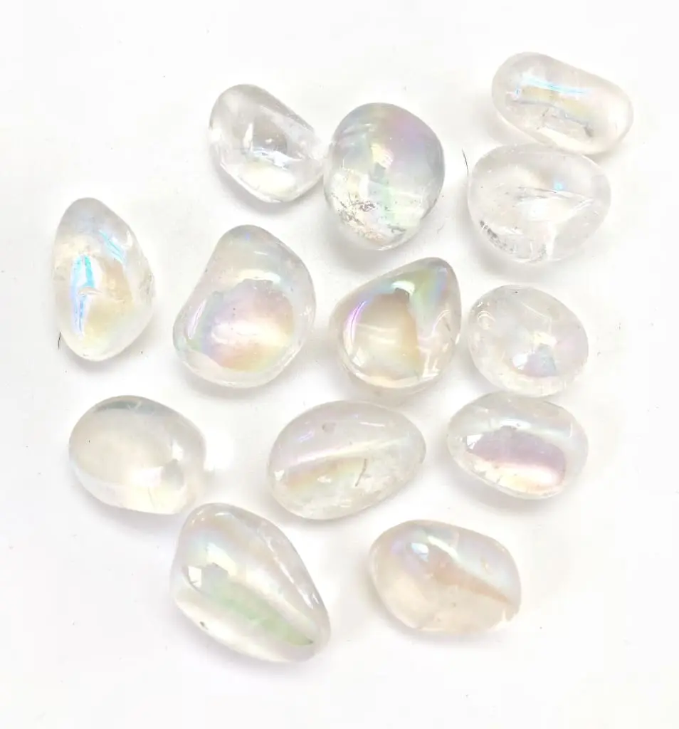 Angel Aura Quartz Tumbled Stone - Multiple Sizes Available - Tumbled Rainbow Angel Aura Crystal - Polished Angel Aura Quartz Iridescent Gemstone