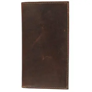 CTM Hunter Leather Distressed Checkbook Cover Wallet