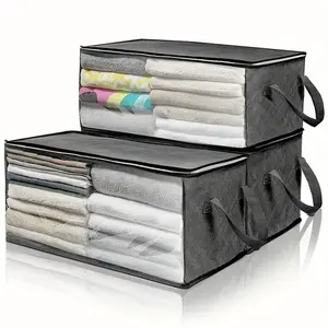 Foldable Storage Bag, 3 Counts Clothes Storage Organizer, Clothes Storage Box, Clothes Organizer, Home Organizer for Bedroom, Dormitory, Closet, Space Saver Bags