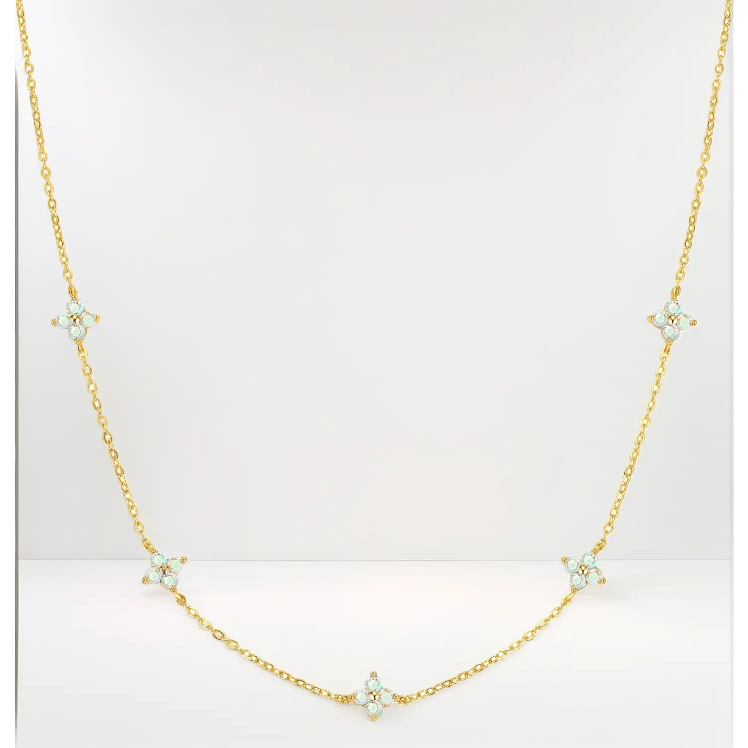 D- Colorful Flower Necklace-Gold