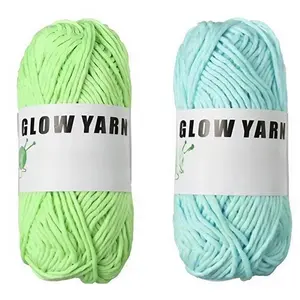 2Counts Fluorescent Night Glow Soft Eco-Friendly Handmade Premium Yarn, DIY Knitting Hook Anti-Break High Elasticity Crochet Thread, Skin-Friendly Material, Knitting Supplies