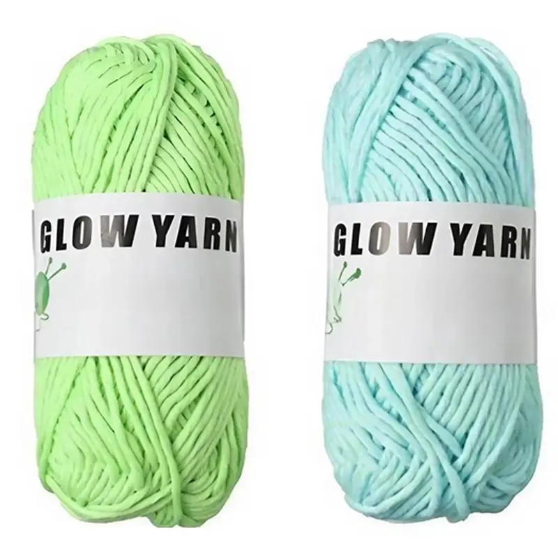 2Counts Fluorescent Night Glow Soft Eco-Friendly Handmade Premium Yarn, DIY Knitting Hook Anti-Break High Elasticity Crochet Thread, Skin-Friendly Material, Knitting Supplies