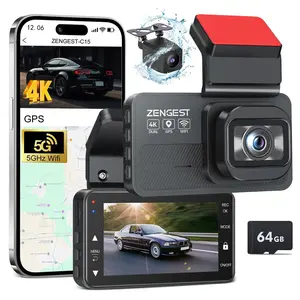 【FathersDayGift】2026 NEW Dash Cam Front and Rear, 4K+1080P FHD Dual Camera with ADAS, GPS, 5G WiFi & App Control, 64GB Card Included, G-Sensor, Night Vision, Loop Recording, 170°Wide Angle, WDR, 24H Parking Mode