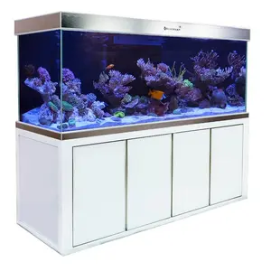 Aqua Dream 195-Gallon Ultra-White Aquarium with 65-Gallon Sump & 1717 GPH Pump Integrated Tri-Color LED Lighting & Prebuilt Aluminum Stand