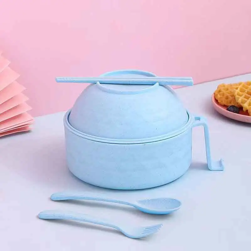 Ramen Bowl Set with Utensils, Microwave Safe, Includes Fork, Spoon, Chopsticks, Drainage Bowl, Ideal for Home, Outdoor Camping, Portable Tableware Set, Kitchen Tools