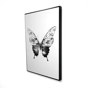 360 Stand 24x36 in. White Framed Wall Artwork - Artistic Black Butterfly Sketch Insect Print, Lightweight Nature-Inspired Home Decor Decoration for Room