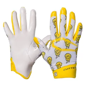 Cutters Smile Rev 5.0 Limited Edition Youth Football Receiver Gloves - C-TACK Grip, Strapless Fit, All Weather Performance, Machine Washable - Football Accessories