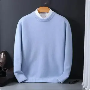2026Cashmere Sweater O-neck Pullovers Men's Loose Oversized M-3XL Knitted Bottom Shirt Autumn Winter New Korean Casual Men