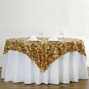 Sequin Table Overlay 72"x72" Gold - Big Payette Table Topper