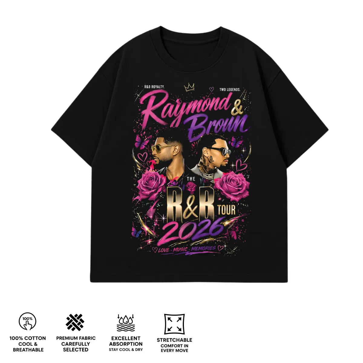 Ch.Brown Usher Raymond The R&B Tour 2026 Unisex Tee Gildan Shirt.