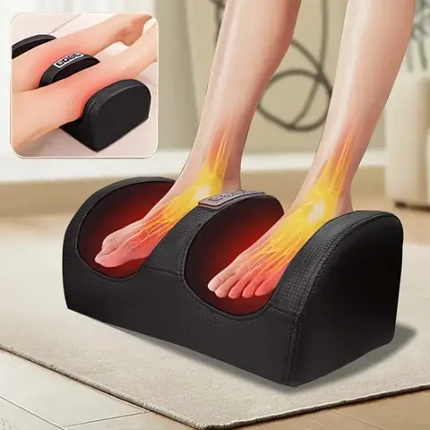 Heatable Multifunctional Unisex Foot & Leg Acupressure Roller Massager - Body Care Deep Tissue Relaxer, Circulation Aid, Plantar Fasciitis Relief, Foot/Calf Fit, Roller Included, Ideal Gift for Mom & Dad (Black)