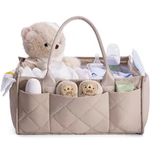 Diaper Caddy Organizer Large Nursery Storage Basket with Removable Dividers for Newborn Essentials,Changing Table and Car Organizer for Diaper Storage,Shower Gifts