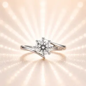 LuxeStone 1CT Round Moissanite 7-Prong Solitaire Engagement Ring - Stainless Steel Costume Jewelry