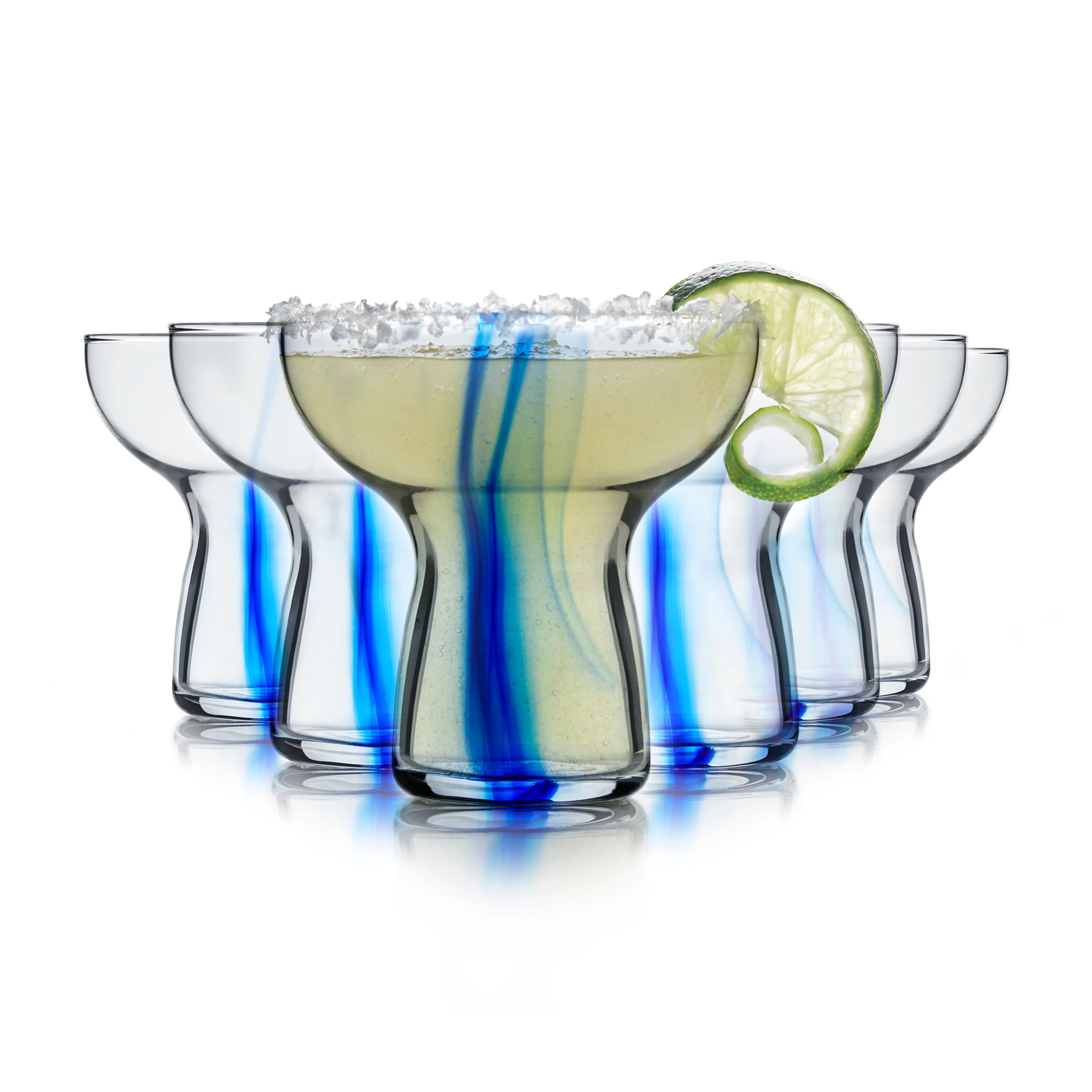Libbey Blue Ribbon Stemless, Margarita Glasses, Artisan-Inspired, Elegant Margarita Glass Set of 6, Lightweight Mexican Glassware for Parties and More