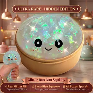 Viral Iridescent White Glitter Dumpling Squishy ULTRA RARE Collectible Blind Box Hidden Edition | Slow Rise Stress Relief Fidget Toy Soft TPR Squeeze Ball Sensory ASMR Butter Gift Mystery Hype trade outdoorfun
