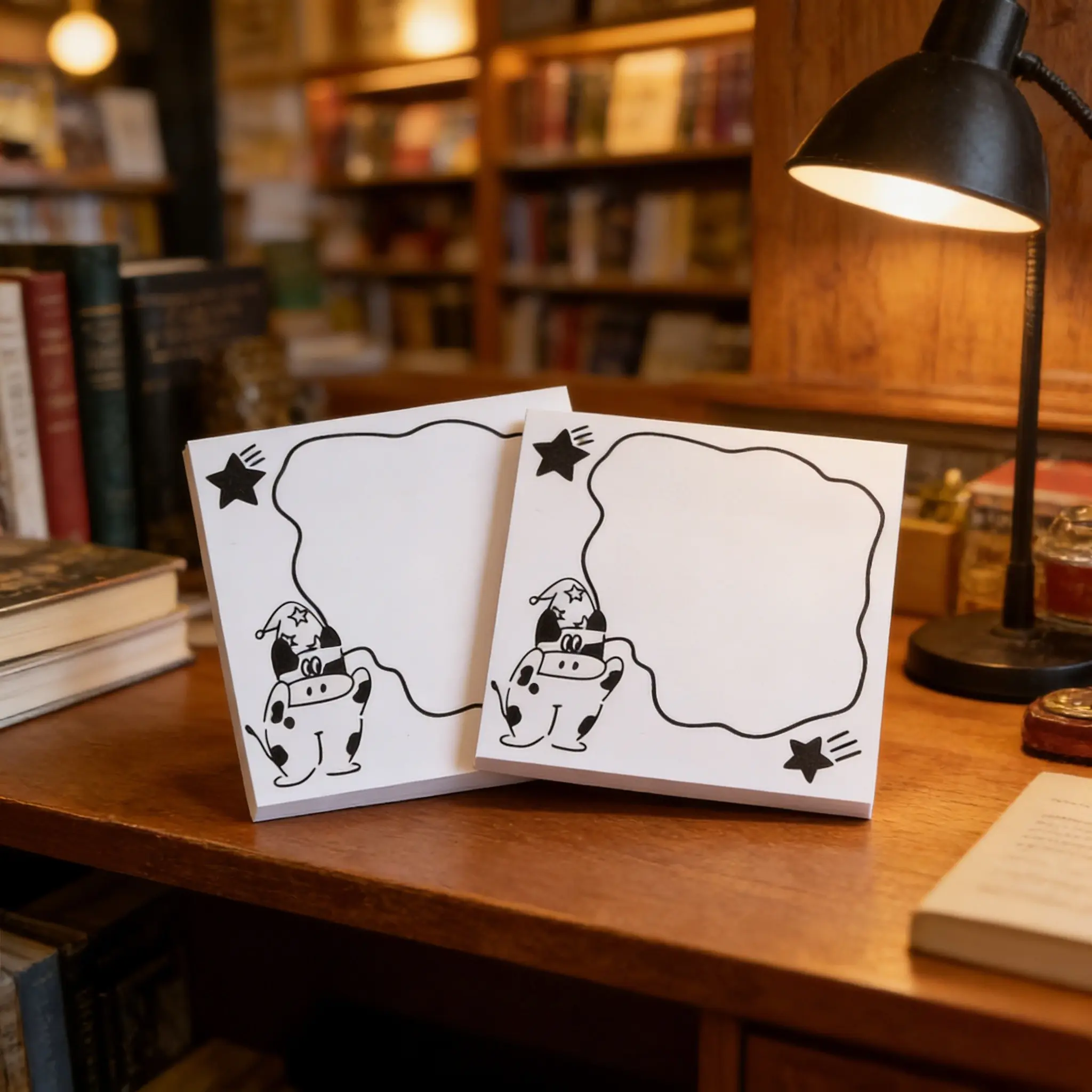 Cute Cow Print Notes Pack of 2, 50 Pages Per Pack, Self-Adhesive Memo Pads, Removable Notebooks for School Office Home Use