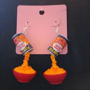 Mini Cheese Balls Pouring into a Bowl Earrings Planters Brand Novelty Food Jewelry