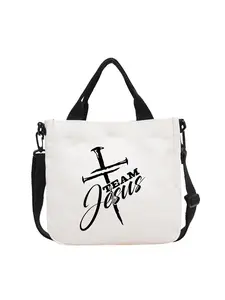 Jesus Cross Print Tote Bag, Minimalist Fashion Style, Unisex Shopping & Commuting, Multifunctional Sports Bag for All Seasons