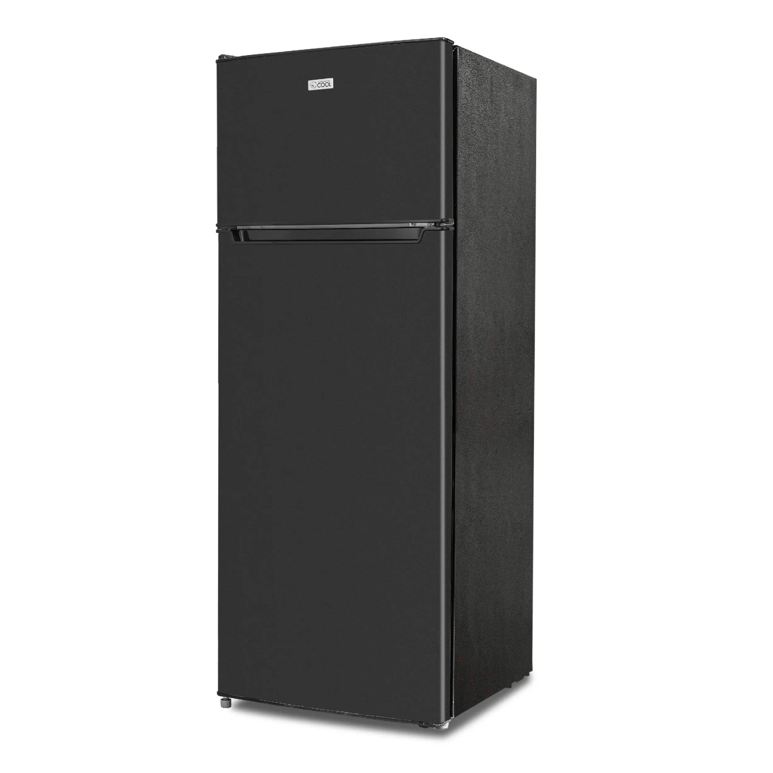 Commercial Cool 7.7 Cu. Ft. Top Mount Refrigerator with Freezer, Top Mount Fridge with 2 Adjustable Glass Shelves and Vegetable Crisper, Full Width Freezer with Removable Wire Shelf, Black