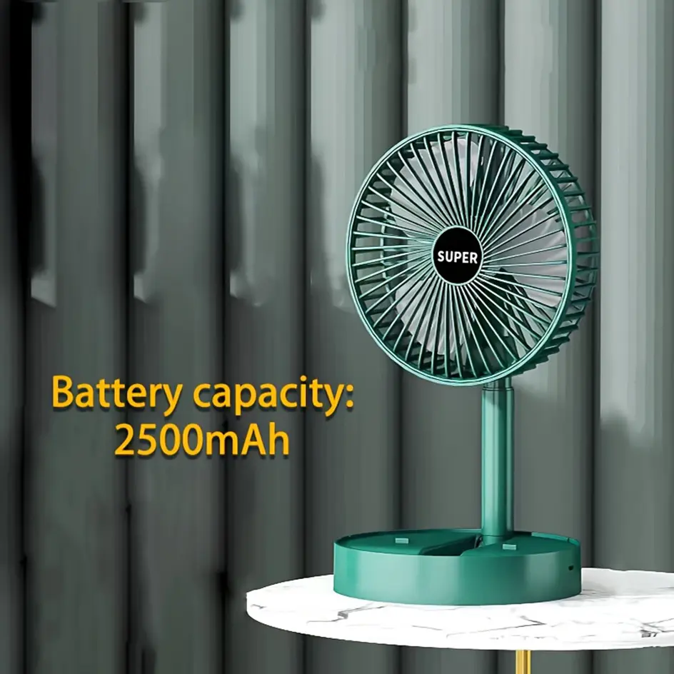 Portable desktop fan, USB mini fan, round fan, quiet desktop rechargeable electric fan, portable electric fan for home, kitchen, outdoor camping, dorm room, office air circulation fan