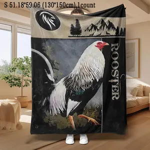 Rooster Pattern Soft Comfortable Throw Blanket for Bedroom Bedding Warm Napping Lightweight Cozy Blanket for Home Office Travel Camping 1 Count
