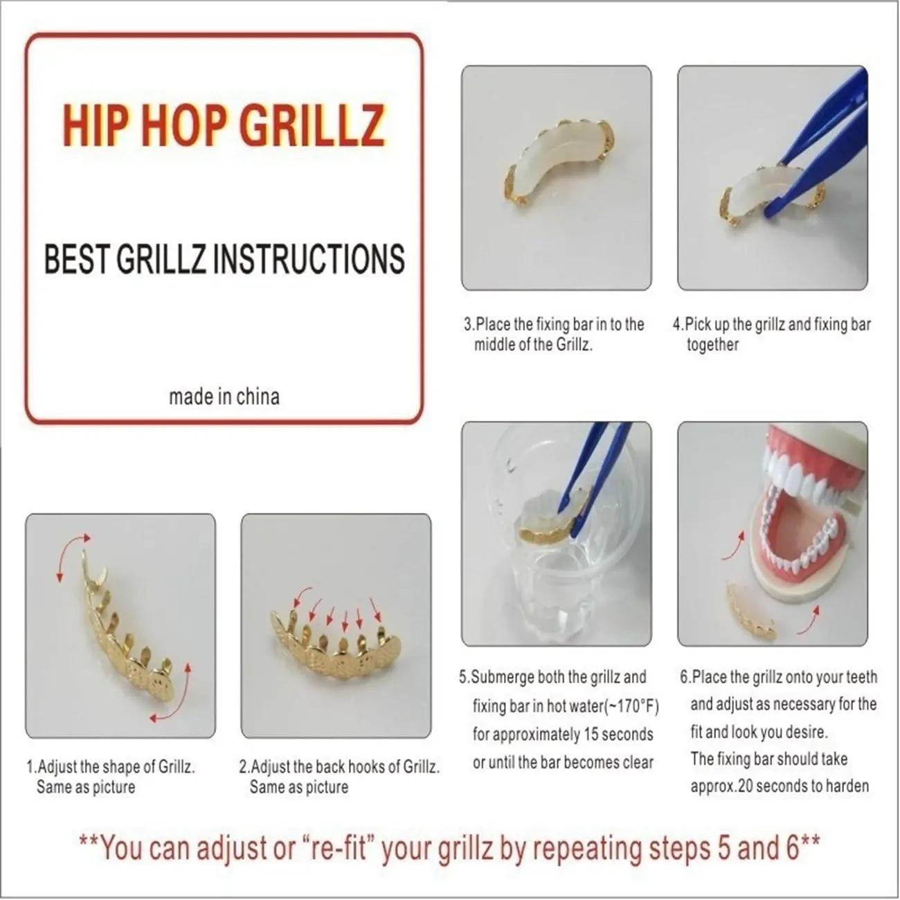 24K Gold Plated Grillz Teeth Caps, Hip Hop Gold Tooth Jewelry, Removable Grill Set for Men & Women, Party, Halloween, Festival & Photo Costume Accessories