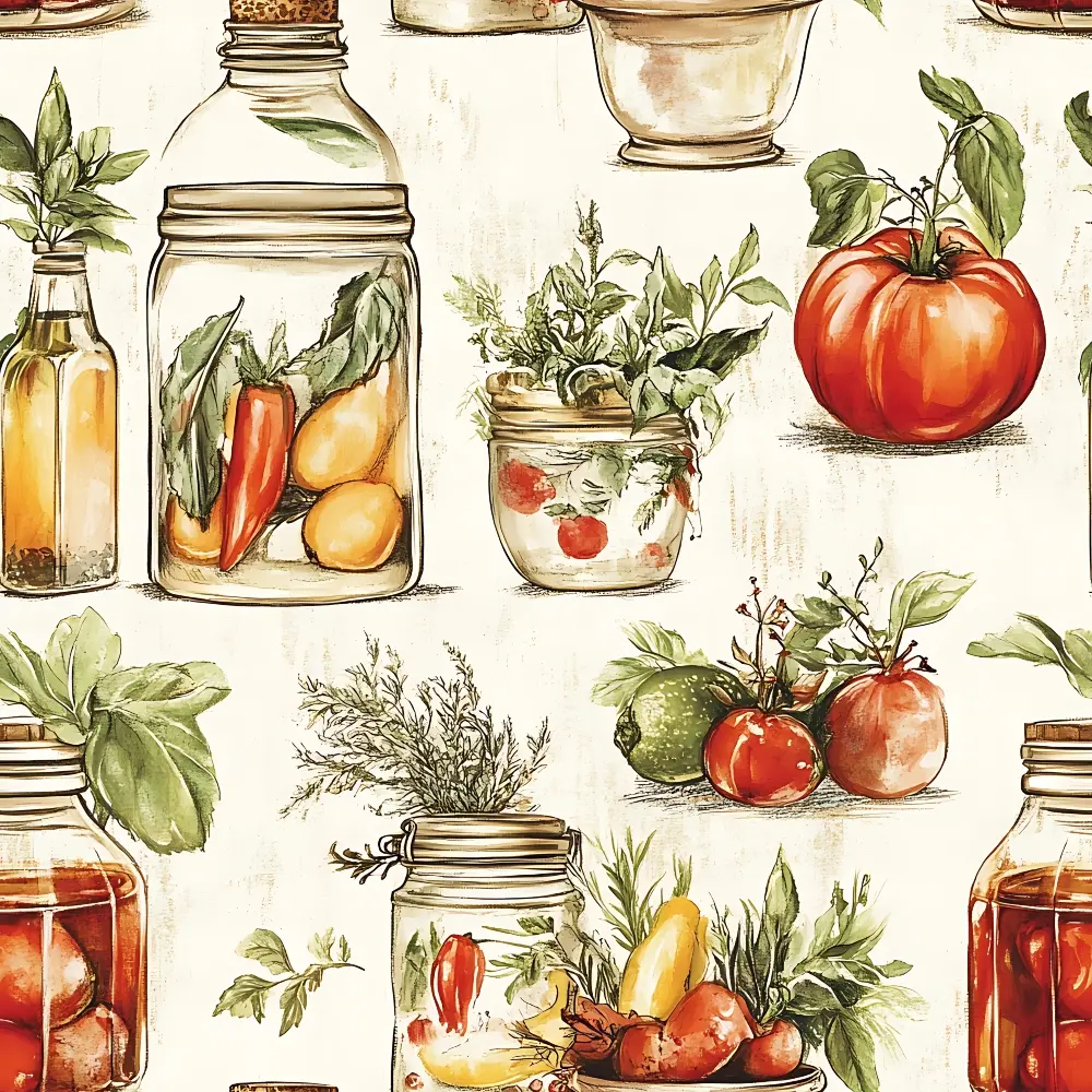 Vintage Kitchen Ingredients Pattern 2 Quilting Cotton Fabric