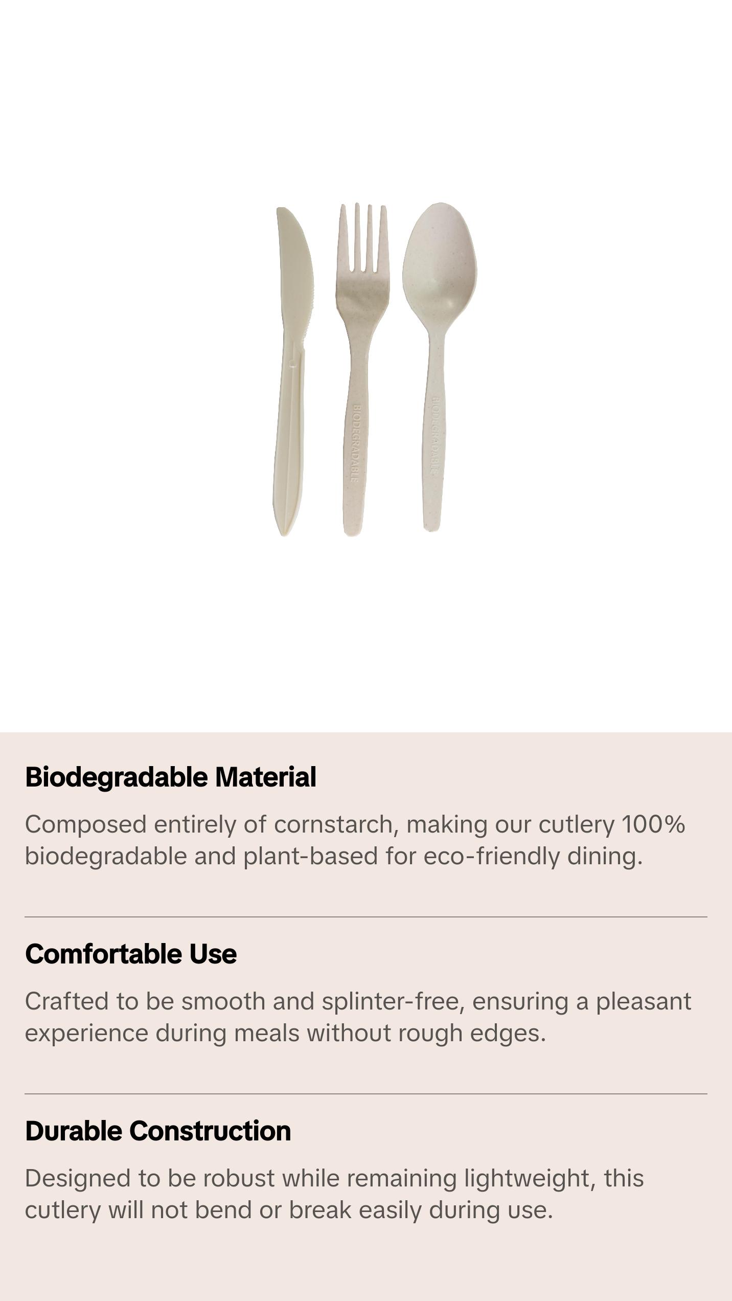 HARSHU Eco-Friendly Cornstarch 6.5” Disposable Knife Set (100 per pack)