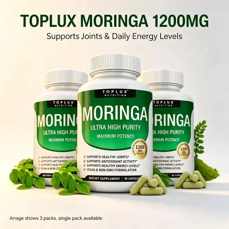 Moringa Dietary supplement Capsules 1200mg - Moringa Capsules - Pure Moringa Powder for Immune, Gut health Support the immune system 90 Capsules Natural Green Superfood, Vegan health food