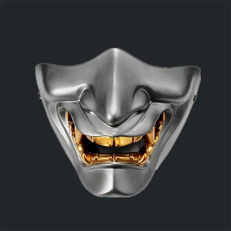 Halloween Cosplay Airsoft Mask Protective Fashion Half Face Mask Prajna Hannya Mask Japanese Samurai Evil Oni Demon Party Decor