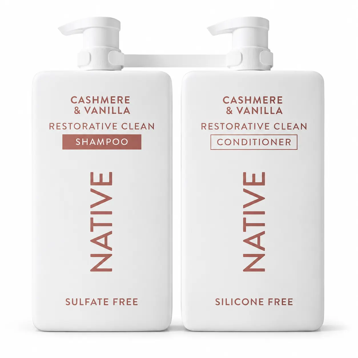 Native Cashmere & Vanilla Scent Restorative Clean Haircare Set - Sulfate-Free Shampoo, Silicone-Free Conditioner, 2-Pack for Daily Elegance