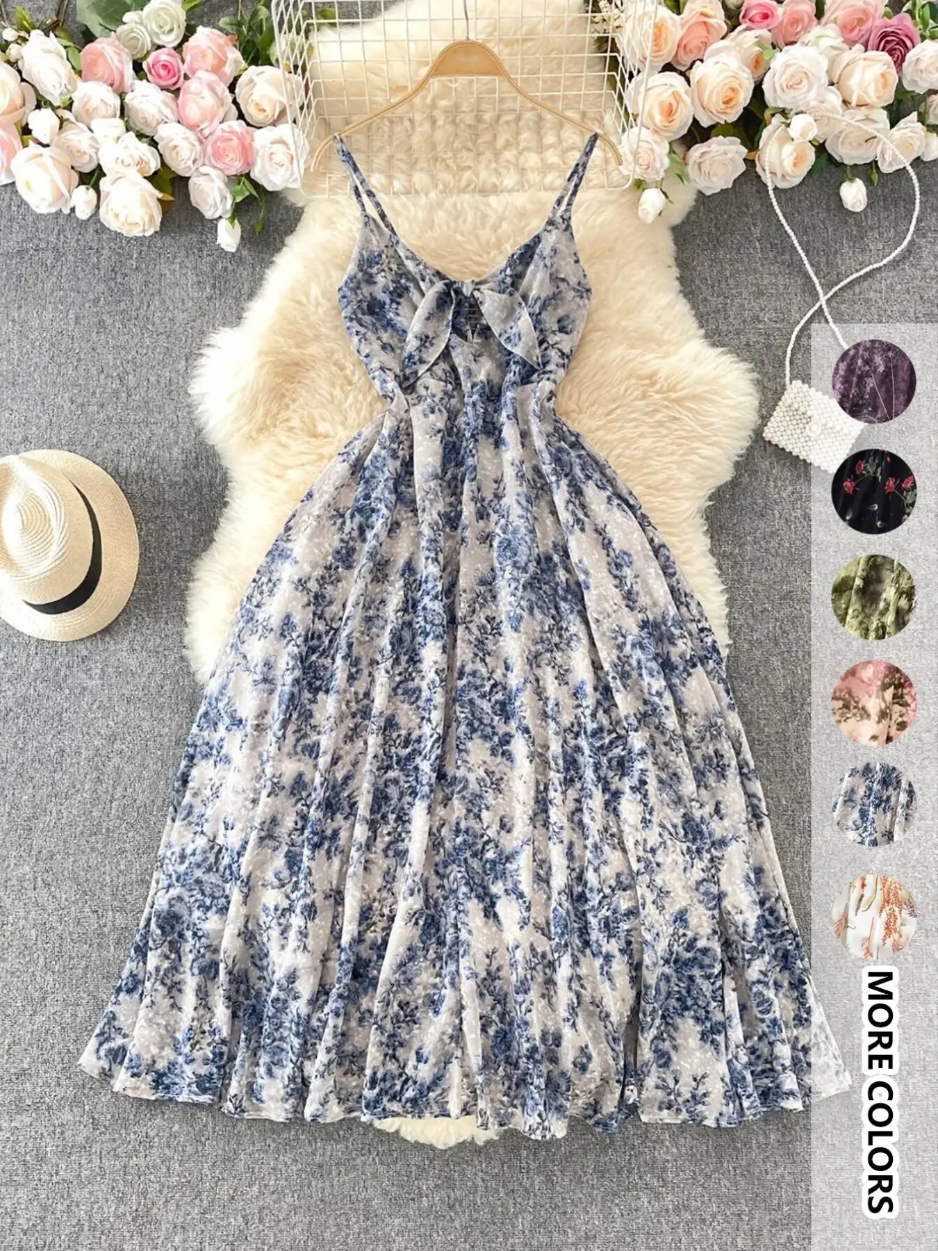 princess polly baby blue dress Handmade off White Cotton Boho Dress | Ruffle Maxi With Puffed Sleeves main image 1