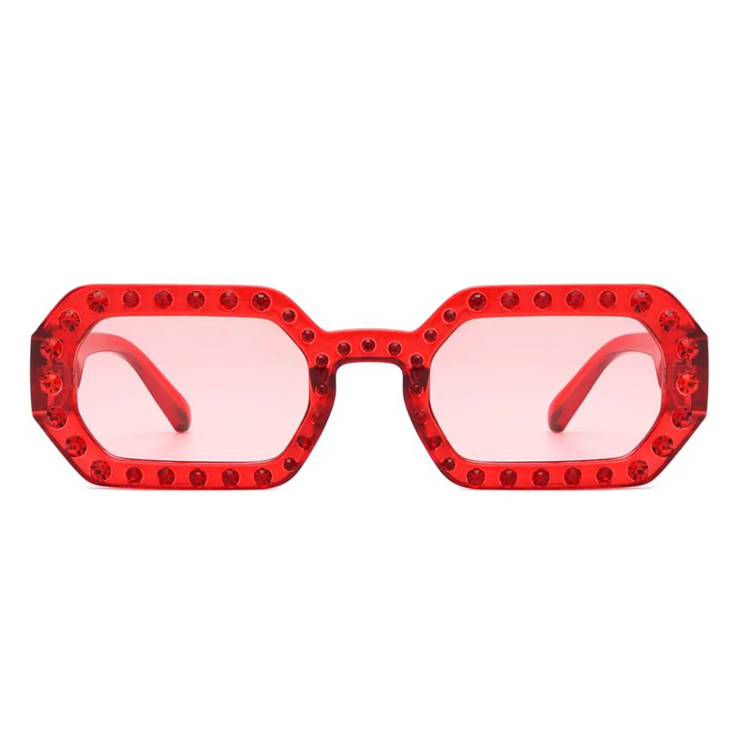 Polygon Vintage Sunglasses with Rhinestones - Classic Frame with UV Protection for Driving, Beach & Cycling, Pool, Full Rim, Mountaineering, Uv Protected, Unisex, Running