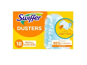 Swiffer Feather Dusters Multi-Surface Duster Refills, Bamboo, White, 18 count