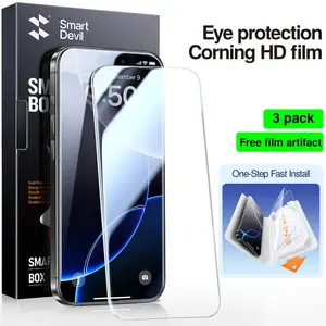 【SmartPull Box】3 Pack HD Clear Screen Protector for iPhone 16 Pro Max / 15 / 14 / 13 Series, Bubble-Free Easy Install, Case Friendly, SmartPull Box