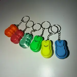 Marshmallow Bunny Peeps Fidget Clicker Pack of 6: keychain accessory, Easter, Spring, stress relief, cute must have