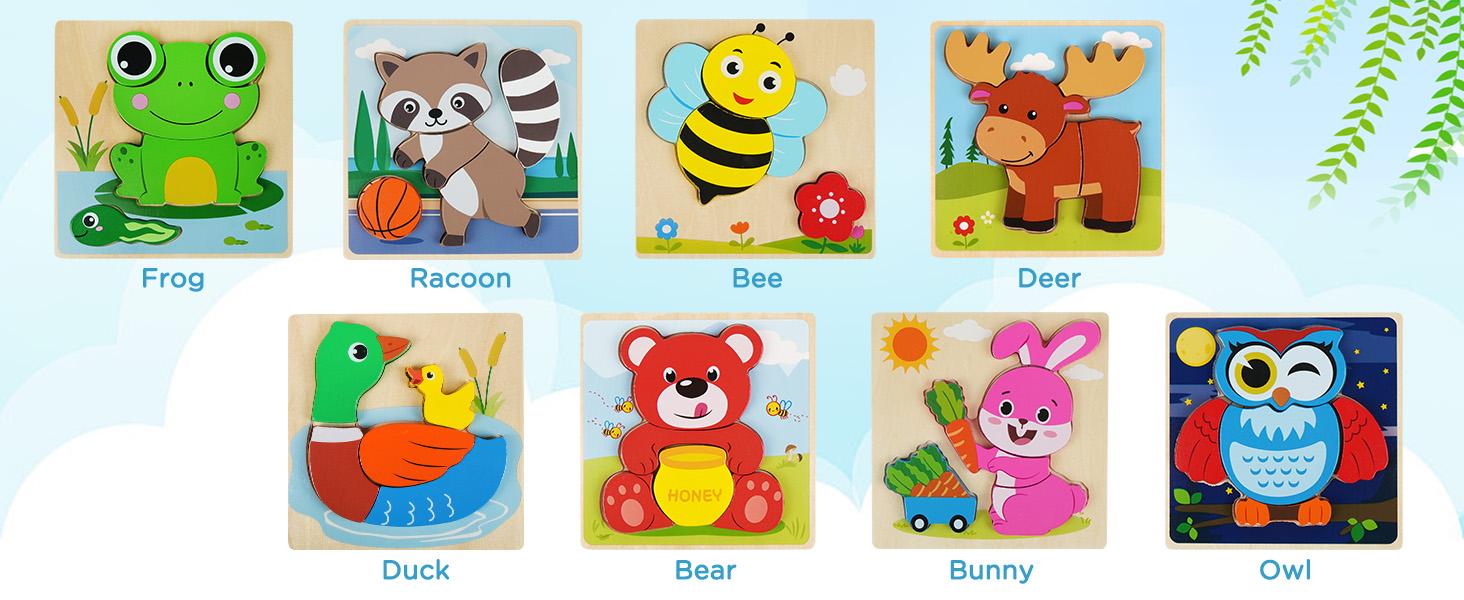 BenBen Wooden Puzzles for Toddlers 1-3, 8 Pack Animal Puzzles for Toddlers 2-4, Montessori Toys for 1 2 3 Year Old Boys Girls, Learning Educational Preschool Toys BenBen Wooden Puzzles for Toddlers 1-3, 8 Pack Animal Puzzles for Toddlers 2-4, Montessori Toys for 1 2 3 Year Old Boys Girls, Learning Educational Preschool Toys