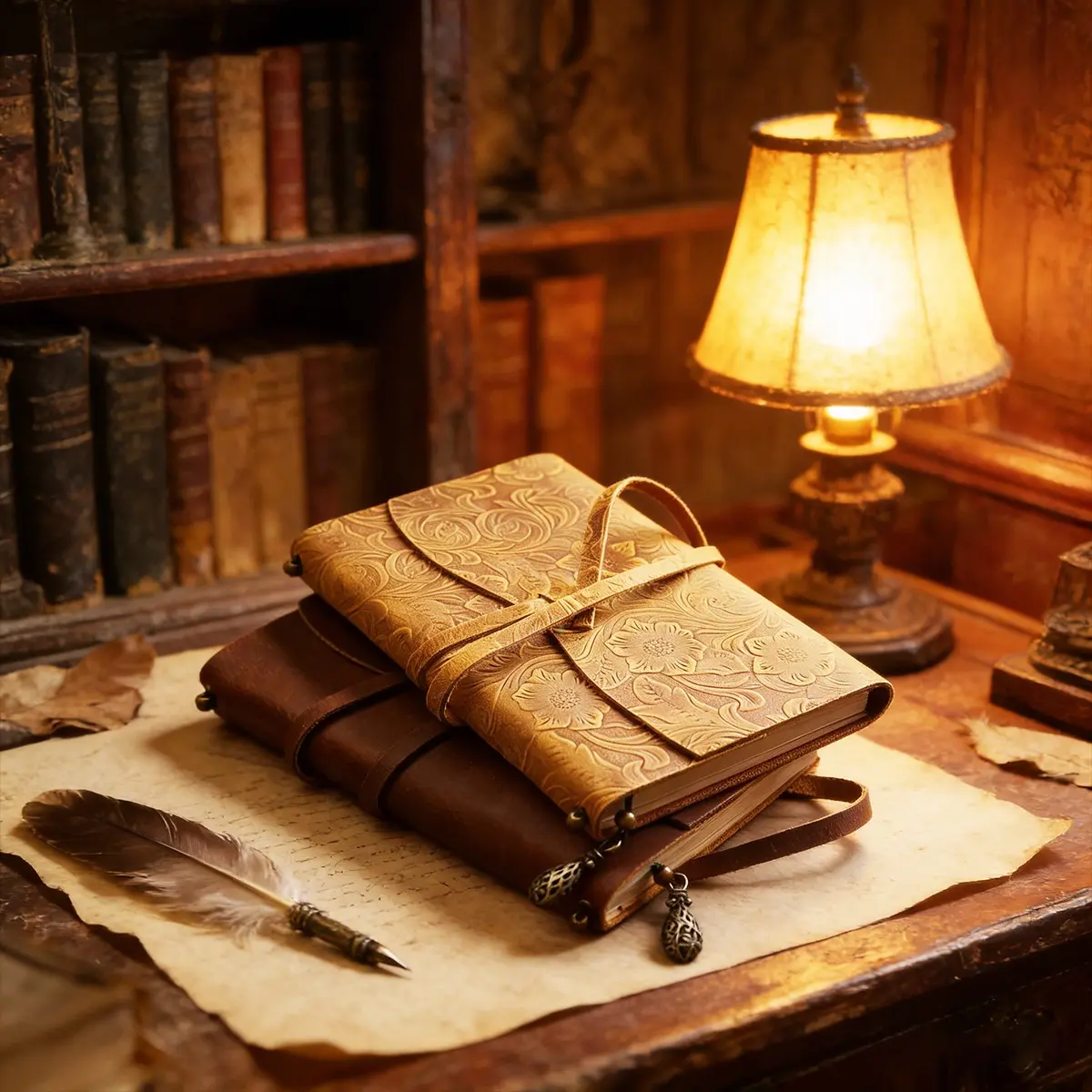 Leather Notebook - 200 Pages Vintage Embossed Sketchbook, 7.5"x5.5" Handmade Travel Diary, Durable Cowhide Paper, Unisex Gift, Vintage Leather Journal