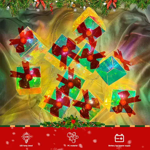 Lighted Christmas Gift Bag with 10 LED Light Up Strings (2M Jagdlied), Festive Decoration for Candyland Holiday Decor & Lighted Party, Suitable for Nurseries Home Supplies