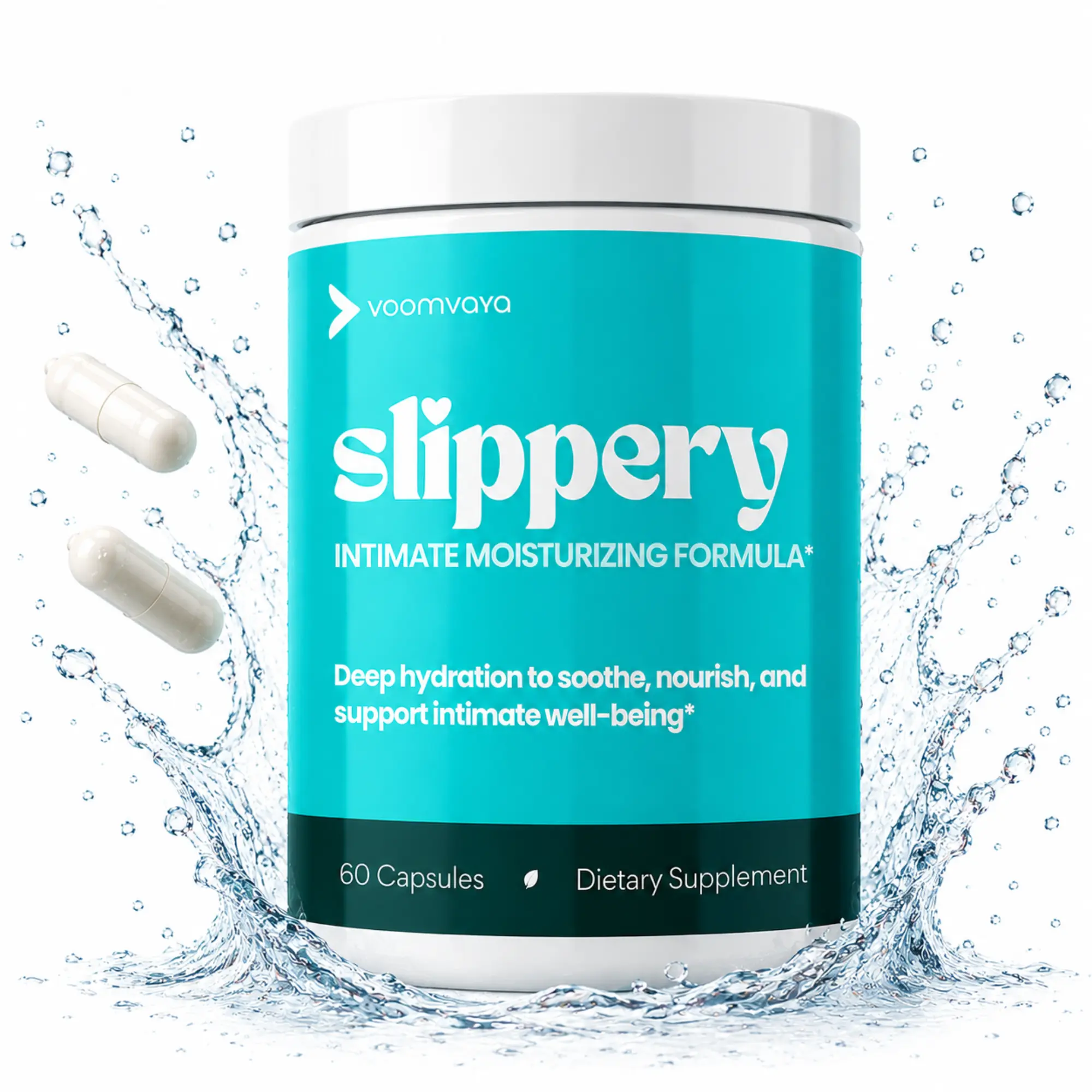VoomVaya Slippery – Herbal Feminine Support for Women 40+ with Slippery Elm – 60 Capsules