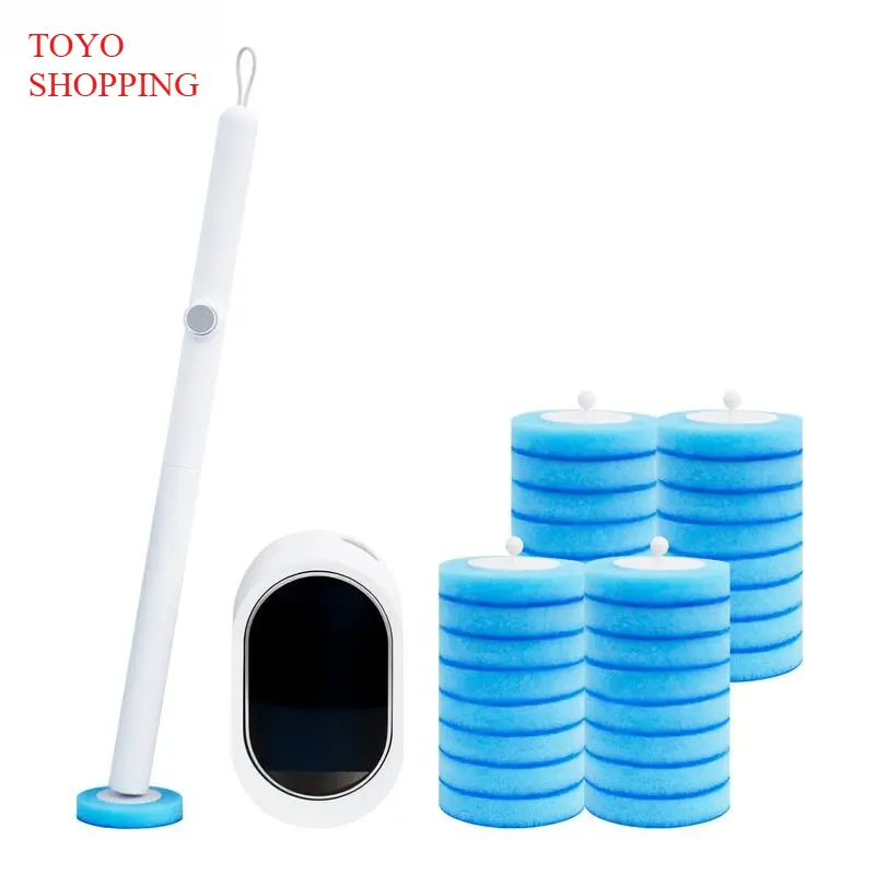 Toilet Brush Scrubber Kit with Self-Cleaning Disposable Pads, Refill Packs - Bathroom Cleaner, No Pre-Rinse, No Mess, No Odor, Simplifies Bathroom Hygiene
