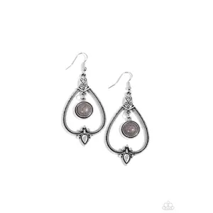 Rocky Mountain Royalty - Silver Gray Stone Earrings - Paparazzi
