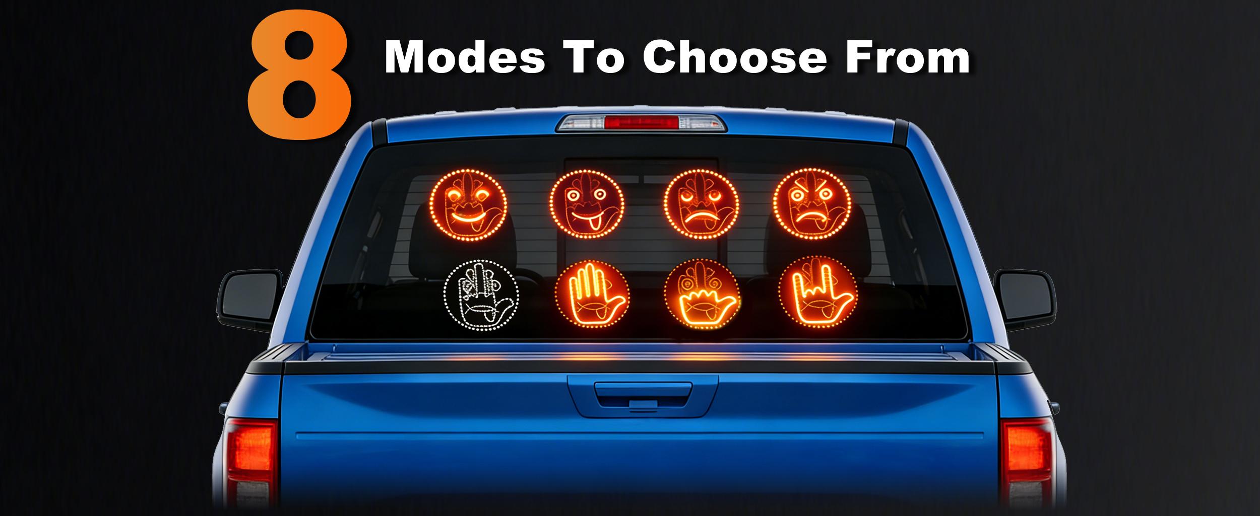 Hand Gesture Light for Car Window, 12 Display Modes with 4 Emoji + 4 Gestures + 4 Combo Signs, Remote Control, Rechargeable, Suction Cup Mount