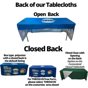 Personalized Customized with Logo Table Cloth 6 FT Table for Tradeshow Events Birthday Wedding Tradeshow Mantel Personalizado (6FT 30" x 72" x 30" Closed Back)