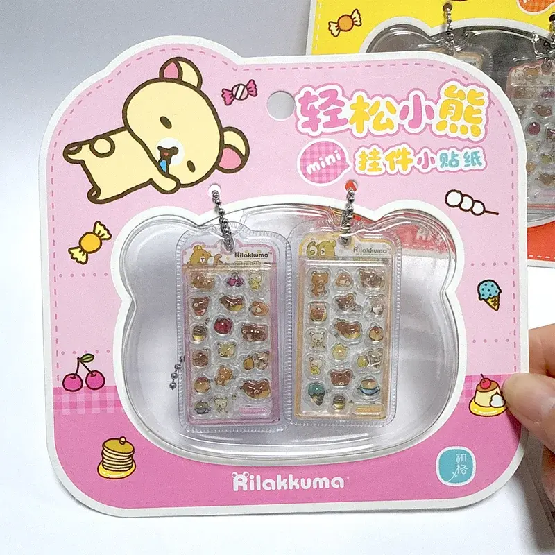 Rilakkuma 3d Crystal Stickers Mini Charms Cute Cartoon Bear Keychain Phone Case Decoration Kawaii Diy Accessories Small Gift
