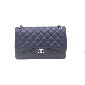 Pre-owned CHANEL Hz8 Classic Flap (CF) — Jumbo, Navy Blue Grained Leather 71000