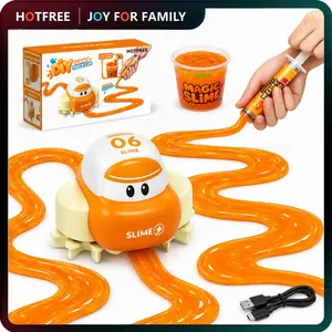Hotfree Slime Race Track Builder, DIY Slime Track Following Motorized Rechargeable Car, Auto Follow Custom Slime Route Line, STEM Educational Sensory Toy, Non-Toxic Slime Making Kit with Syringe, Birthday Christmas Gift for Kids Boys Girls Ages 3+