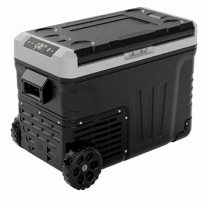 12 Volt Refrigerator, 37QT(35L) Electric Cooler, Portable Freezer 12V/24V DC 100-240V AC, 12V Fridge -4℉~68℉, 12V Cooler with Wheels & 2 Baskets for Travel, Truck, Boat, Camping